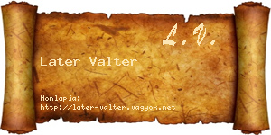 Later Valter névjegykártya